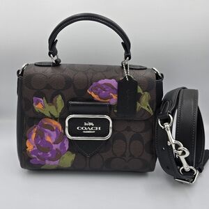 COACH CL463 Morgan Top Handle Satchel Crossbody Signature Canvas Flower Print